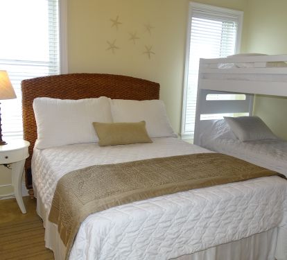 Bedroom #3 with Queen Bed and Twin Bunks