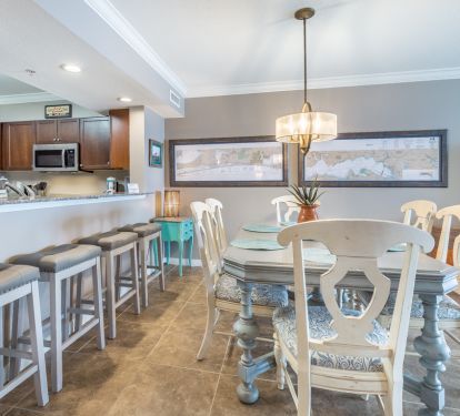 Dining for six and a breakfast bar for three!