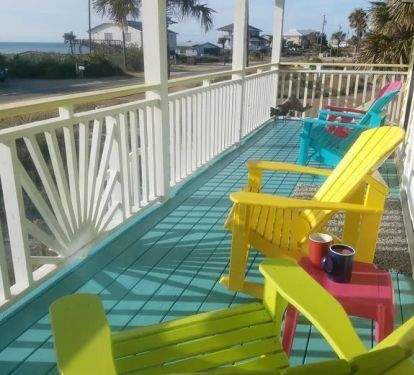 Covered porch with gulf views
