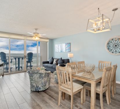 The wood-look plank tile carries throughout the condo