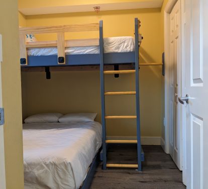 Twin over full in bunkroom - comfortable mattresses.