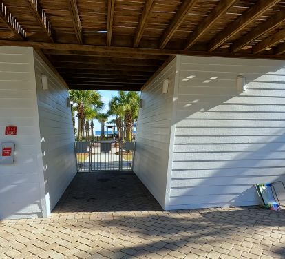 Cottages at Romar C3 Pool Area Bathrooms and Exit to Beach Access