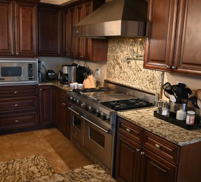 Kitchen Features Top-Of-The-Line Viking Appliances.