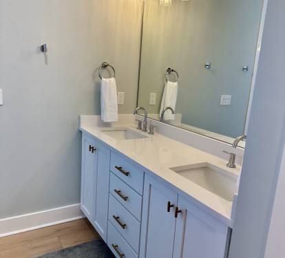 Master bath private spa-like bathroom with double vanity