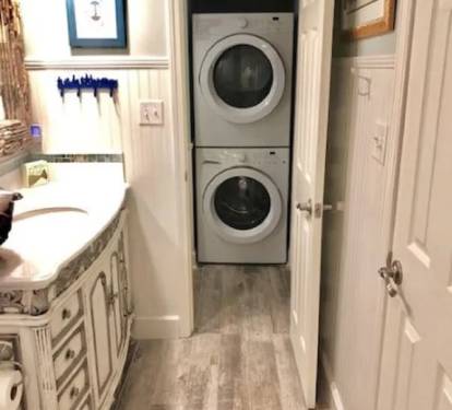 Guests enjoy having a washer and dryer.  Located in downstairs hallway.