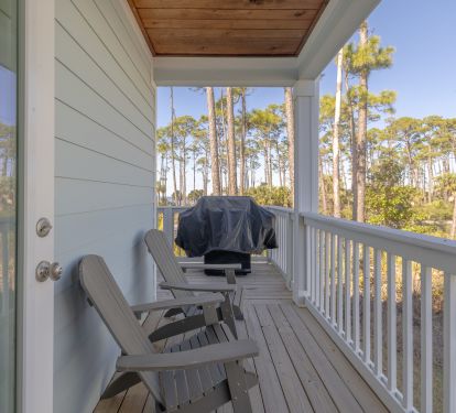 Outdoor grilling area and deck with seating