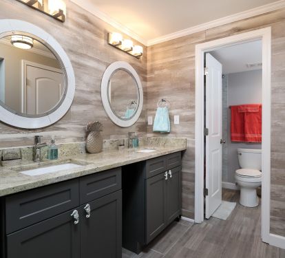 The main bedroom has double sinks to ease in getting ready in the morning. 