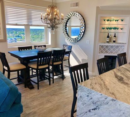 Open floor plan with mini bar area...