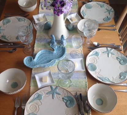 Enjoy everything needed for wonderful beach table settings.