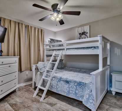 Third bedroom with twin over queen bed. Memory foam topper on queen mattress.