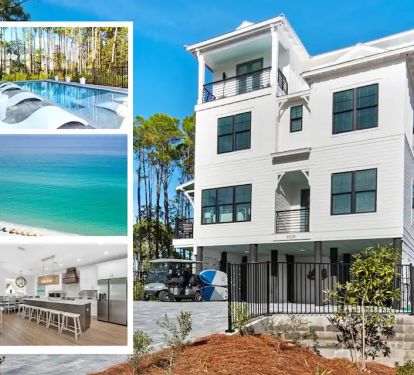 Driftwood-1 recently built, designer-grade beach residence that comfortably accommodates 17 guests. Situated near the finest beaches on 30A, minus the traffic! Enjoy a private pool, golf cart and paddleboards for an all-inclusive stay.