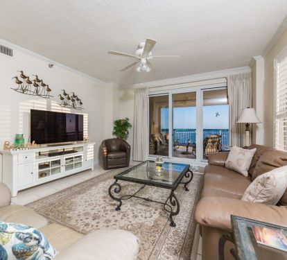 Smart TV with lots of gathering room.