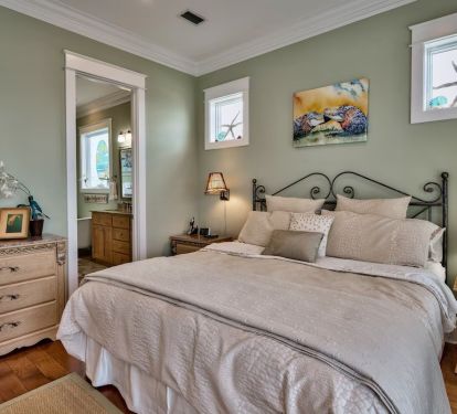 View from entertainment to master bath.