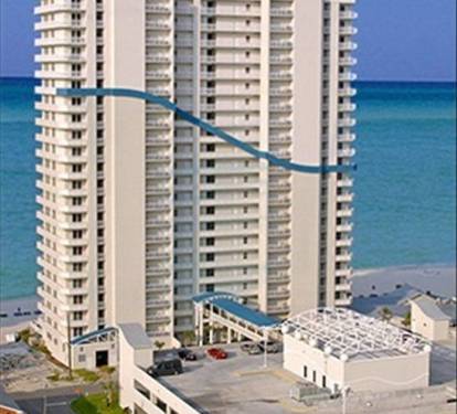 the Seychelles complex, with parking garage in foreground