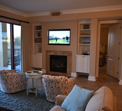 Large TV-Dish Network &amp; DVR. Cabinets Stocked w/ Board Games &amp; Books.