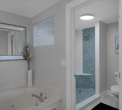 Large jacuzzi tub and walk in shower