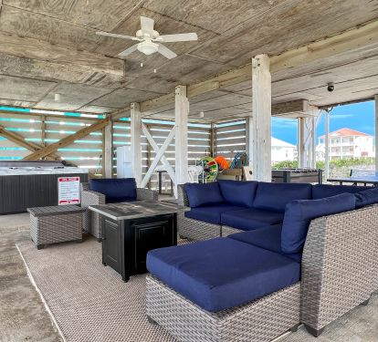 shaded breeze seating with fire pit
