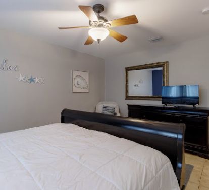 king bed has flat screen tv