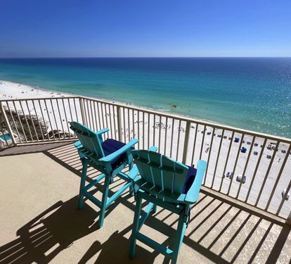 View looking at Gulf of Mexico from our oversized 719 sq wrap around balcony
