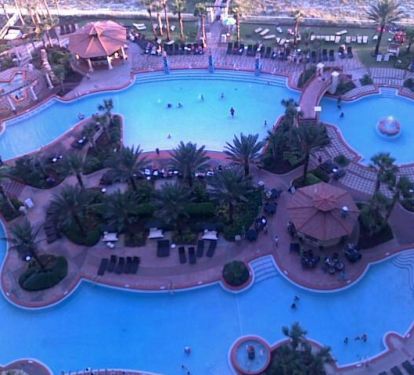 View of the pool from upstairs