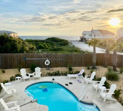 private pool with ample seating