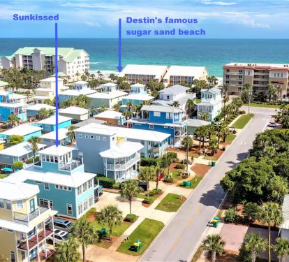Sunkissed-3 ideally located just a 3 minute stroll away from Destin's neighborhood (less crowded) beaches...but just far enough to be away from the traffic noise.