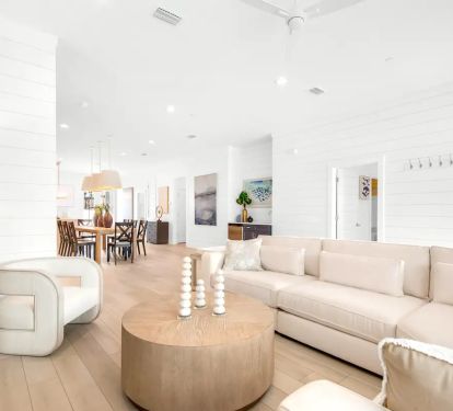 Nautilus-10 Stylish yet comfortable seating in Nautilus's first floor living room. (Note: Each floor has its own living room in order to create multiple options for your group's comfort and convenience.)