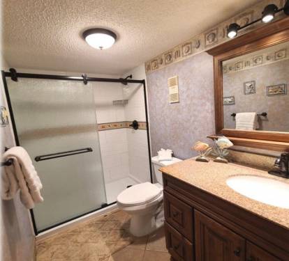 New walk-in shower by the bedroom