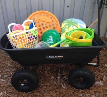 Wagon and beach toys to share with our guests