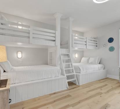 Fun Bunkroom with Two Twin Over Full Bunks