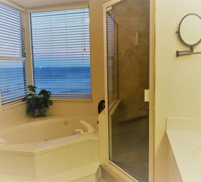 Jacuzzi and Travertine Shower in Master Bath Offer Spectacular Views