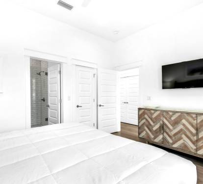 Azure-19 Bedroom 2, pic 2, 1st floor. King suite with private bath and 43&rdquo; TV.
