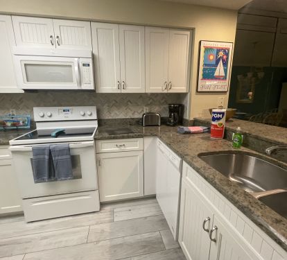 Fully stocked kitchen.
