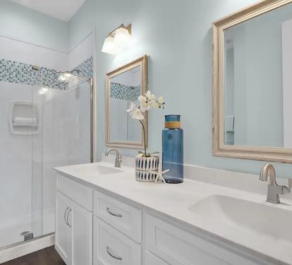 Breeze-15 Bed 1 - Private Bath - Photo 1 - Double vanity, frameless glass shower, large garden tub.