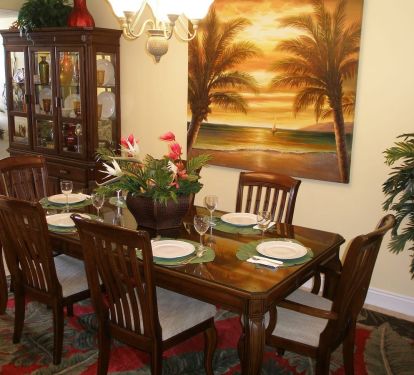 ENJOY DINING IN OUR TROPICAL DINING ROOM