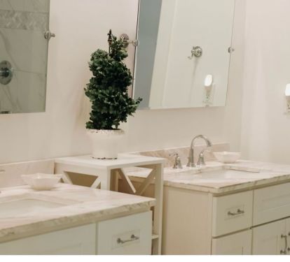 Master spa like bath with double sinks, huge walk in shower. 