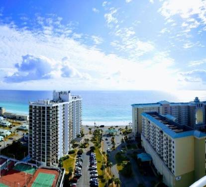 Gulf and beach views