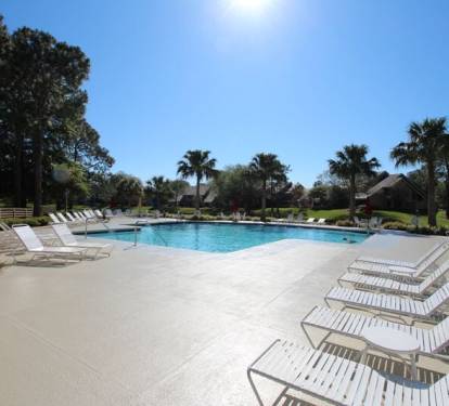 Bright and sunny pool area