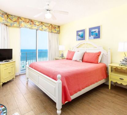 Master Bedroom with Balcony - 
Gulf Dunes Resort Unit 601, Okaloosa Island Fort Walton Beach Vacation Rentals