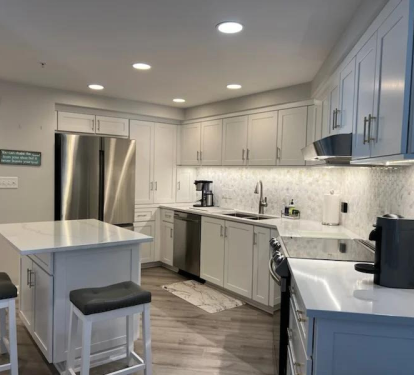 Upgraded stainless appliances in remodeled kitchen