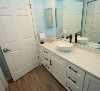Completely remodeled vanity area in second bathroom