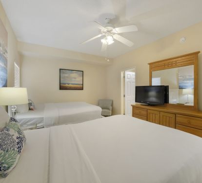 With coastal inspired decor and plenty of natural light, this room creates a calm escape just steps from the Gulf