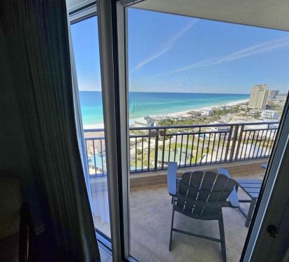 Gulf and beach views from the master bedroom