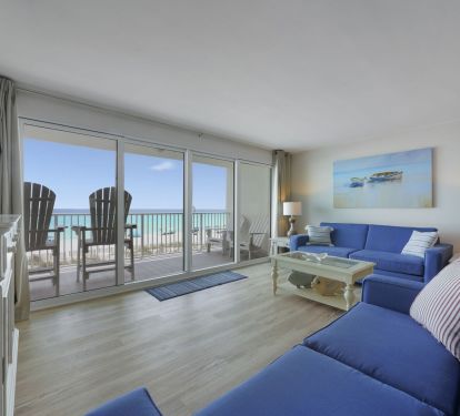 Cabana Club 205 is beachfront living room with stunning Gulf views and private balcony