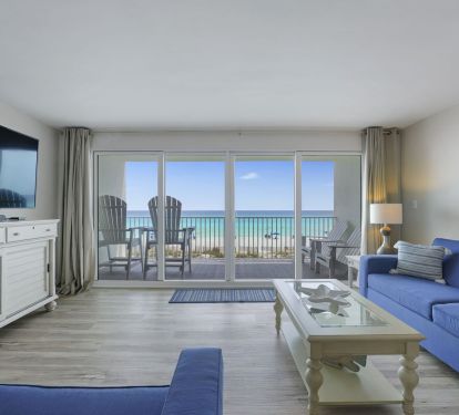 Settle in and watch your favorite movies and television in the open living area designed for enjoying the sights and sounds of the Gulf of Mexico