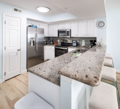 Kitchen with Granite and Stainless Upgrades - 
Gulf Dunes 408 Fort Walton Beach Okaloosa Island Vacation Rentals