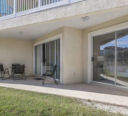 The Patio is Accessible from both the Living Room and the Master Bedroom.