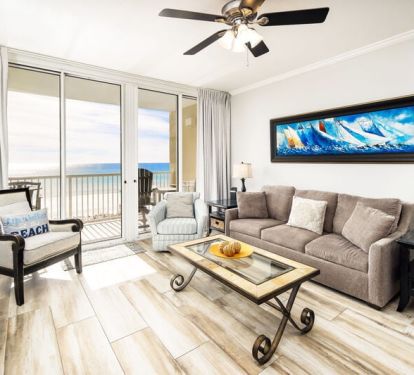 Living Room with Private Balcony - 
Waters Edge Resort Unit 412 Fort Walton Beach Okaloosa Island Vacation Rentals