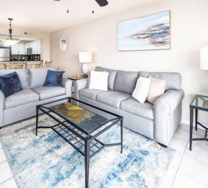 Living Room with Private Balcony - 
Gulf Dunes 413 Fort Walton Beach Okaloosa Island Vacation Rentals