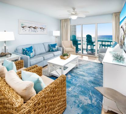 Living Room with Sleeper Sofa - 
Gulf Dunes 408 Fort Walton Beach Okaloosa Island Vacation Rentals